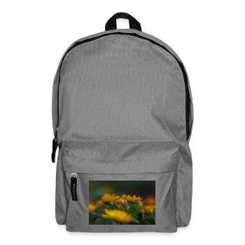 Des fleurs jaune vif s’épanouissent au milieu d’une feuille verte luxuriante - Sac à dos - gris éléphant - Devant
