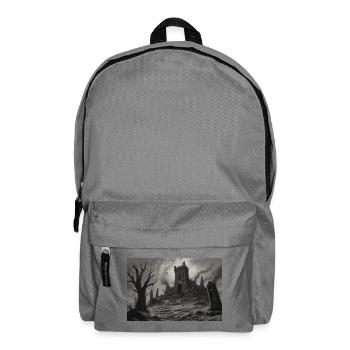 Landschaft einer mittelalterlichen Burgruine - Rucksack - Mittelgrau - Vorne