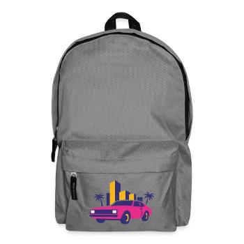 Retro Neon Skyline Limousine - Backpack - elephant grey - Front