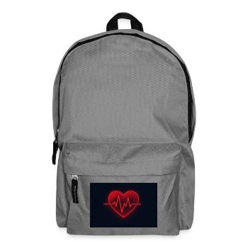 Romantisches Neon Herz in rot mit Kardiogramm - Rucksack - Mittelgrau - Vorne