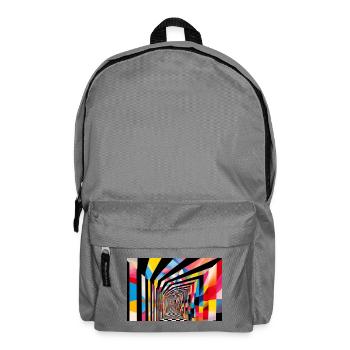 Farbenfroher geometrischer Tunnel - Rucksack - Mittelgrau - Vorne