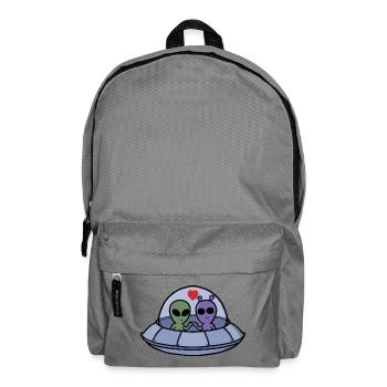 Adorable Alien Couple with Hearts Galactic Romance - Backpack - elephant grey - Front