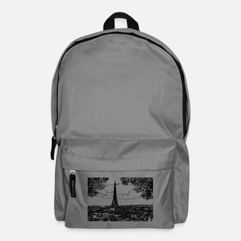 Eiffel Tower Line Drawing - Backpack - elephant grey