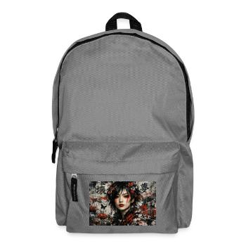 Asia Japan Punk Art Anime Girl Grunge Street Style - Rucksack - Mittelgrau - Vorne