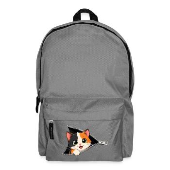 Cute Kitten Zipper Cat - Backpack - elephant grey - Front