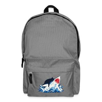 Cat Shark Ocean Humor - Backpack - elephant grey - Front