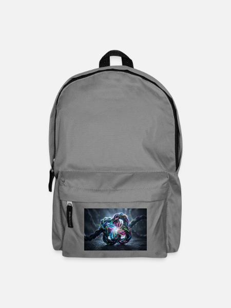 Glowing Fiber Optic Knot in Cyberpunk Macro Style - Rucksack - Mittelgrau