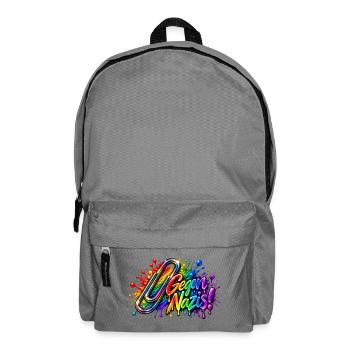 Gegen Nazis Regenbogen  Briefklammer Büroklammer - Rucksack - Mittelgrau - Vorne