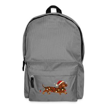    Weihnachts Dackel mit Lichterkette - Rucksack - Mittelgrau - Vorne