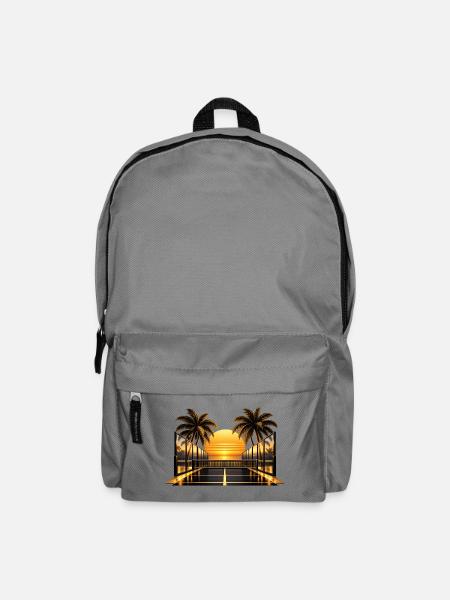 Sonnenuntergang am Palmendeck - Rucksack - Mittelgrau