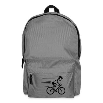 Cyclist stickman who rides hard with helmet on - Backpack - elephant grey - Front