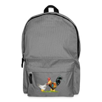 stately rooster with hen and chick offspring - Backpack - elephant grey - Front