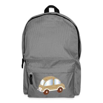 Voiture jouet aspect bois – motif nostalgique - Sac à dos - gris éléphant - Devant