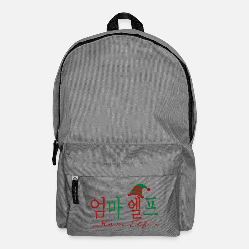 Mom Elf Pixie Korean Language 2 Colors Christmas - Backpack - elephant grey