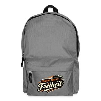 Tempo trifft Freiheit Cabriolet Spruch  - Rucksack - Mittelgrau - Vorne