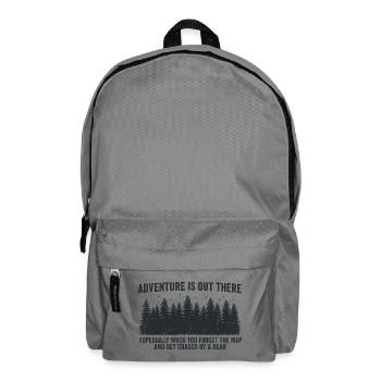 Adventure is out there – Funny Outdoor Spruch - Rucksack - Mittelgrau - Vorne