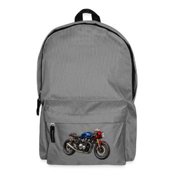 Café Racer Kunstmotorrad BlauRot Gold - Rucksack - Mittelgrau - Vorne