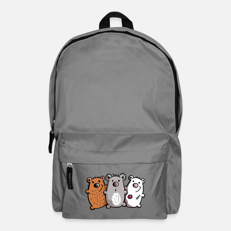 Bären Trio - Bärchen - Koala - Eisbär - Braunbär - Rucksack - Mittelgrau