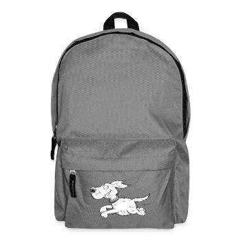 Funny Running Dog - Comic - Backpack - elephant grey - Front
