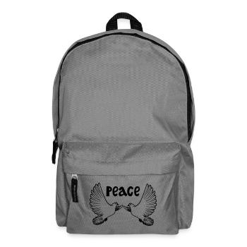 Zwei weiße Friedenstauben farbig Englisch PEACE - Rucksack - Mittelgrau - Vorne