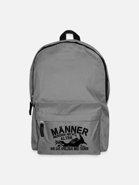 Lustiger Spruch Männer älter Motorrad Spielzeug - Rucksack - Mittelgrau
