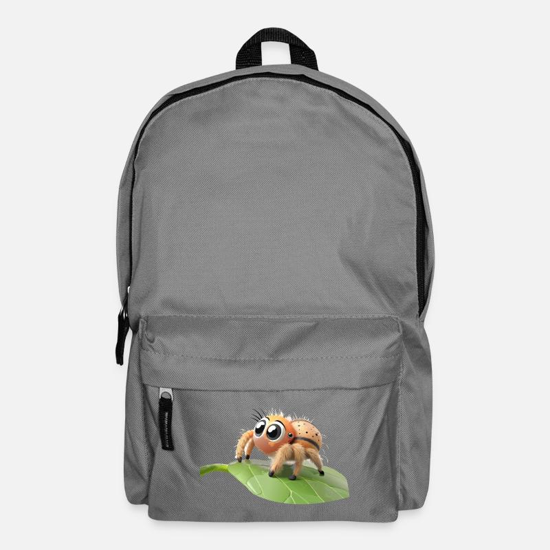 Neugierige kleine Philippus-Spinne auf einem Blatt - Rucksack - Mittelgrau