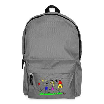 Familie Strichzeichnung - Rucksack - Mittelgrau - Vorne
