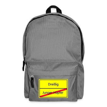 Warnschild Humor: Junger Hüpfler - Rucksack - Mittelgrau - Vorne