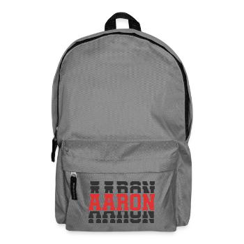 Aaron T-Shirt T-Shirt Geschenkidee gestapelter Text - Rucksack - Mittelgrau - Vorne