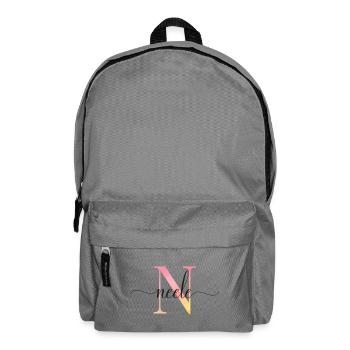 N | Monogramm | Name | Neele|Watercolor - Rucksack - Mittelgrau - Vorne
