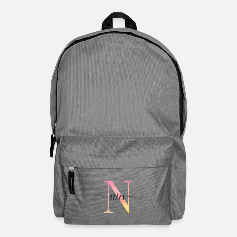 N | Monogram | Name | Nia |Watercolor - Backpack - elephant grey