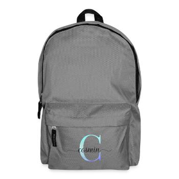 C| Monogramme | Nom | Cosmine | Aquarelle - Sac à dos - gris éléphant - Devant