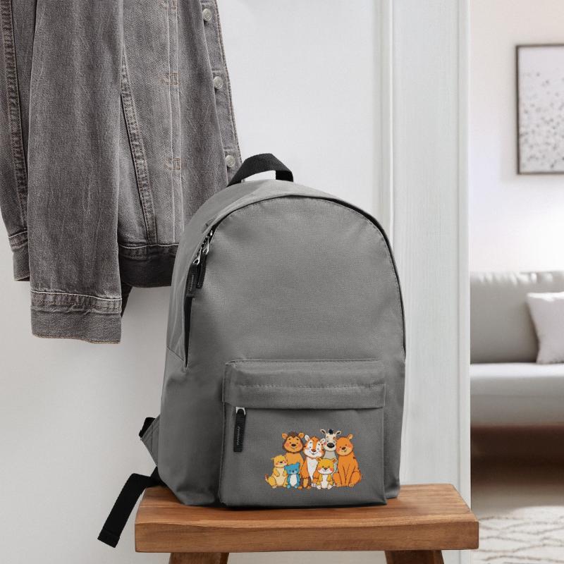 Verspielte Tierfamilie Comic Design Rucksack