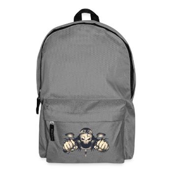 Rebellious skull biker with retro helmet - Backpack - elephant grey - Front