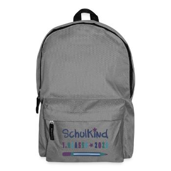 Schulkind 2026 – 1. Klasse Einschulung Stern Stift - Rucksack - Mittelgrau - Vorne