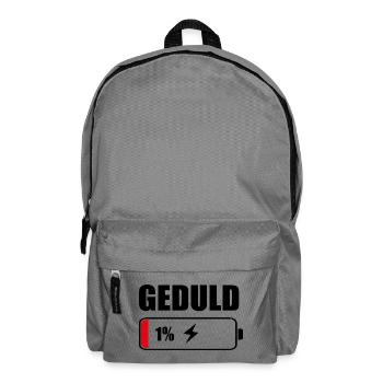 Geduld 1% Akku – Cooles Sarkasmus Design Geschenk - Rucksack - Mittelgrau - Vorne