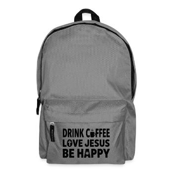  Drink Coffee Love Jesus Be Happy - Christian - Rucksack - Mittelgrau - Vorne
