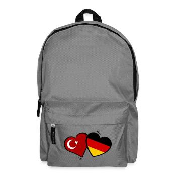 Türkei Deutschland Herzenflaggen - Rucksack - Mittelgrau - Vorne