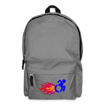 Rollstuhlfahrer mit Flammen # - Rucksack - Mittelgrau - Vorne
