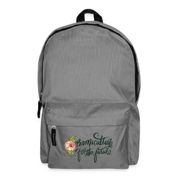 Permaculture Future Floral Emblem - Backpack - elephant grey - Front