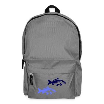 Zwei blaue Fischsilhouetten - Rucksack - Mittelgrau - Vorne