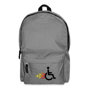 Rollstuhlfahrer mit Flammen # - Rucksack - Mittelgrau - Vorne