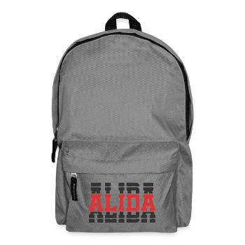 Alida T-Shirt T-Shirt Geschenkidee gestapelter Text - Rucksack - Mittelgrau - Vorne