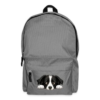 Portrait de visage de Border Collie Amant du chien de berger - Sac à dos - gris éléphant - Devant