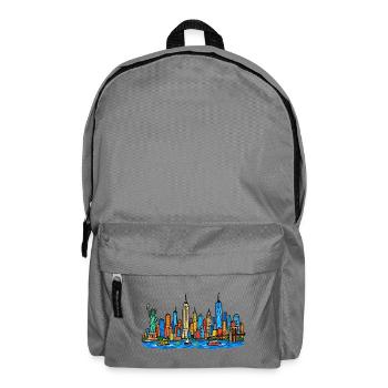 Bunte New York Skyline im Kinder-Kritzelstil - Rucksack - Mittelgrau - Vorne