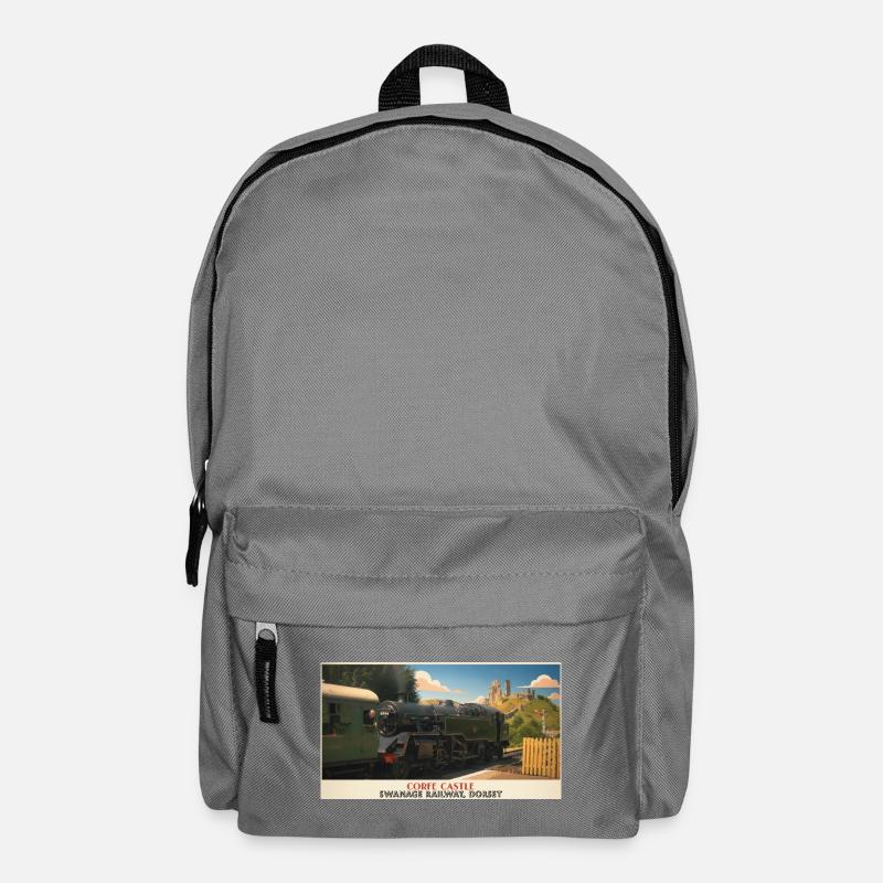 Corfe Castle Dampflok-Plakat - Rucksack - Mittelgrau