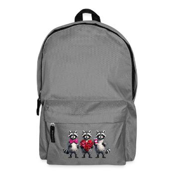 Heart Trio Raccoons Love Joy - Backpack - elephant grey - Front