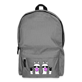 Two Llamas Bubblegum Sunglasses Peace Sign Cute - Backpack - elephant grey - Front