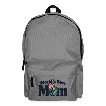 World's Best Mom Floral Emblem - Backpack - elephant grey - Front