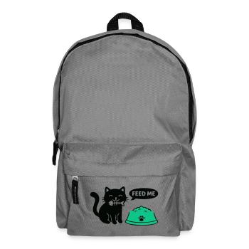 Hungrige Katze Futternapf Grafik - Rucksack - Mittelgrau - Vorne